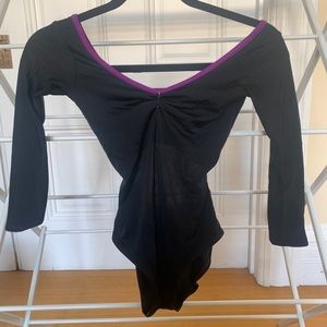 Black 3/4 sleeve YUMIKO leotard, Size S